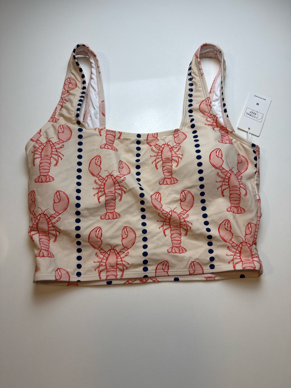 Coral Reef Swim Two-Piece Swimsuit in Blush with Coral Lobster Print Size M - Picture 6 of 10